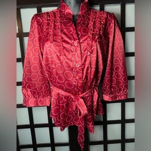 NEW Red ruffle top w/white circles | Size Small